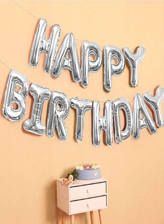 AMFIN Happy Birthday Plastic Balloon, Silver - Image 1
